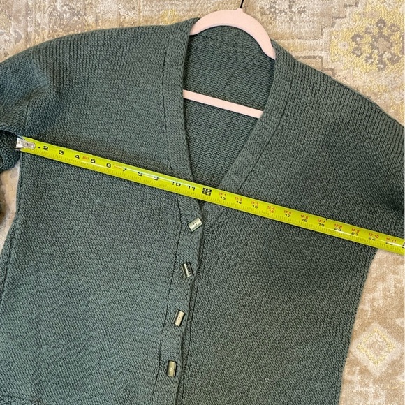 Hand Knit Wool Cardigan Sage Green - Picture 6 of 9